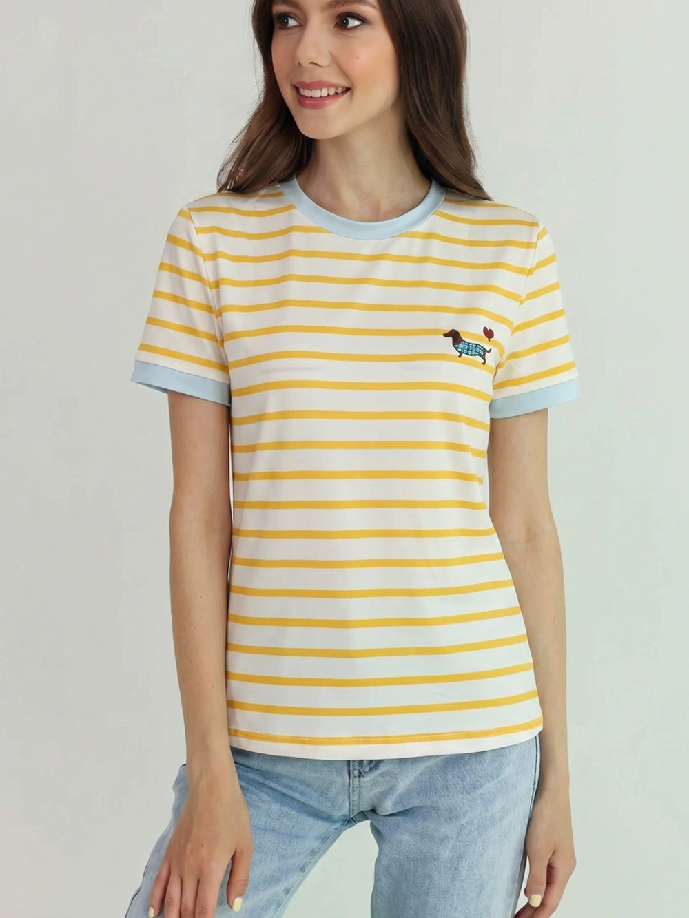 ZARA Fashion Women Striped Tshirt Top Russian Milk Silk Short Sleeve